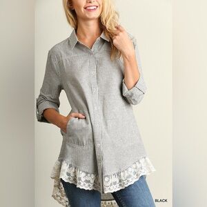 Gorgeous Umgee button up tunic top with high/low hem!